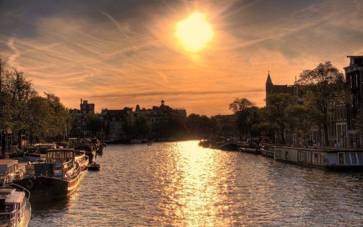 Amsterdam, Nature, River, Sun, Boat HD Wallpaper Desktop Background