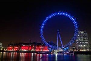 city, River, London, Colorful, London Eye, UK