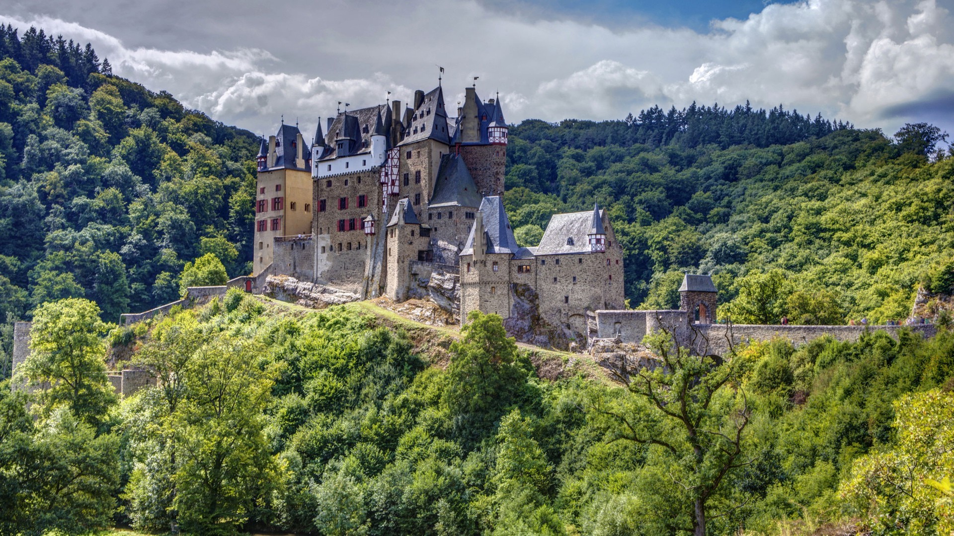 architecture, Old Building, Castle, Tower, Nature, Trees, Eltz Castle, Germany, Forest, HDR, Clouds Wallpaper