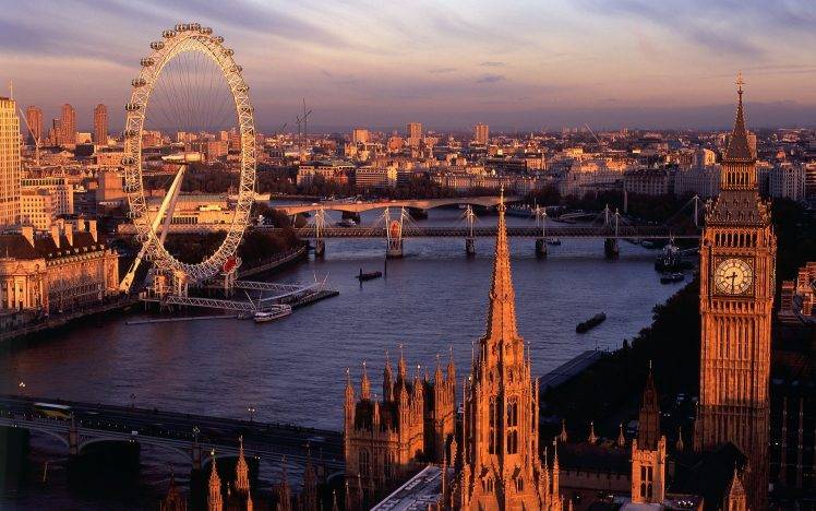 city, London, London Eye, Big Ben, River Thames HD Wallpaper Desktop Background