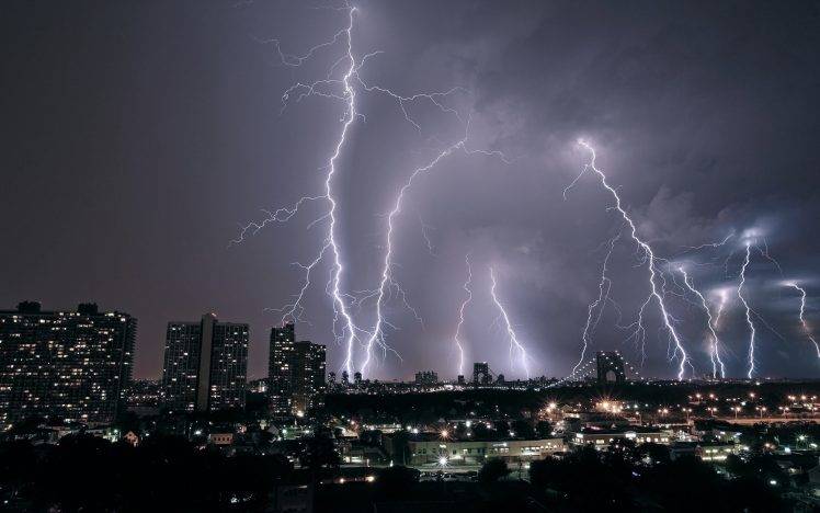 lightning, Storm, City, Nature HD Wallpaper Desktop Background