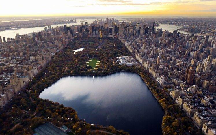 New York City, Central Park, Cityscape, Lake, Building HD Wallpaper Desktop Background