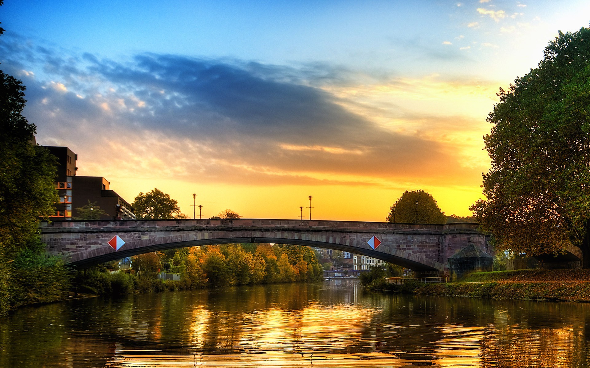 Germany, Bridge, River Wallpaper