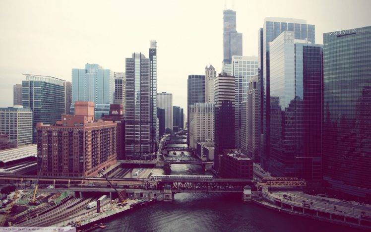 city, River, Skyscraper, Photography, Road, Chicago HD Wallpaper Desktop Background