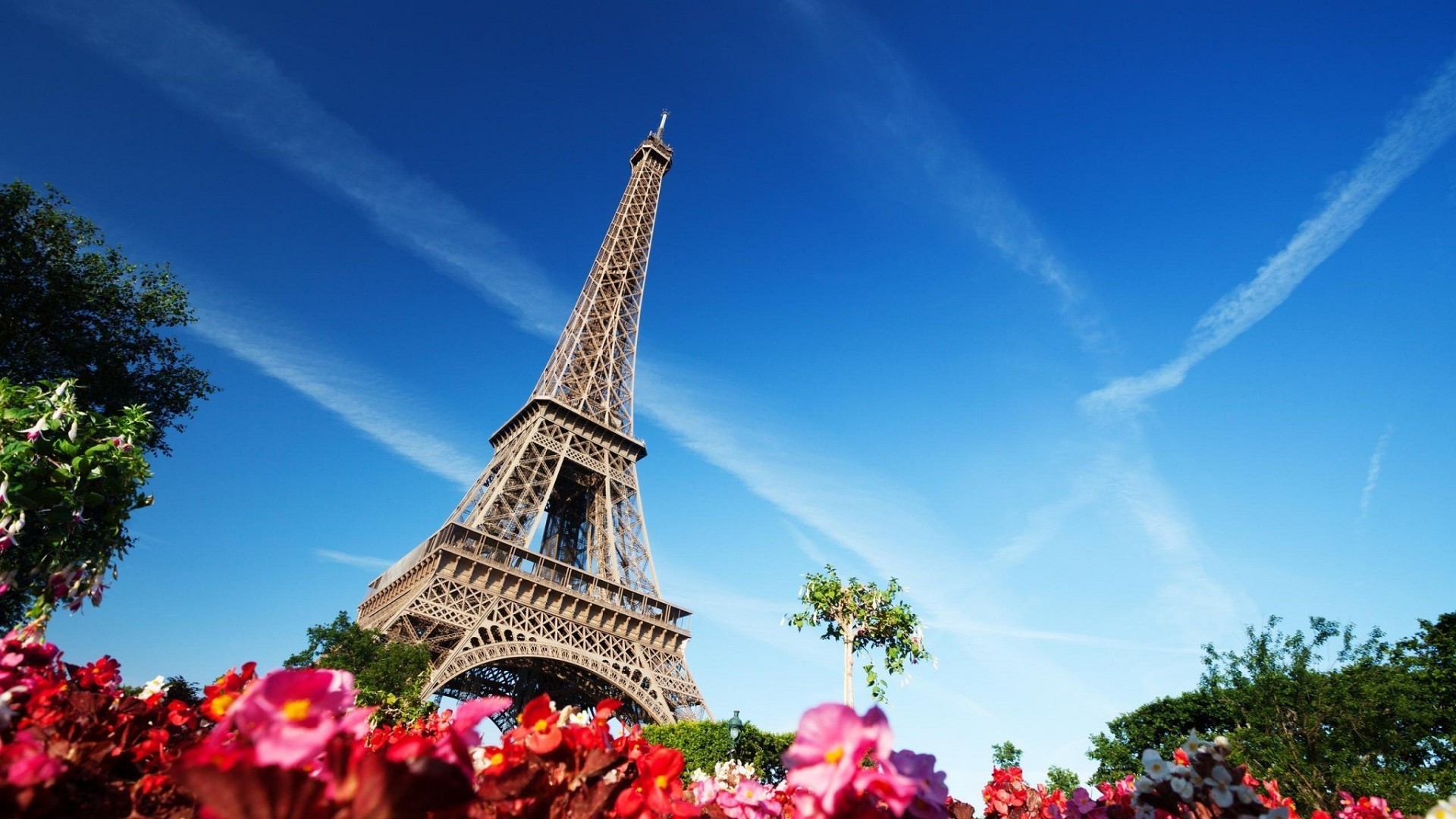 Eiffel Tower Building Architecture Flowers Paris France Wallpapers Hd Desktop And Mobile