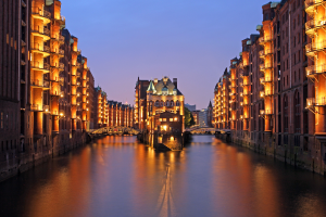 Hamburg, River, Cityscape, City, Lights, Architecture, Water, Building, Dusk, Bridge, Germany