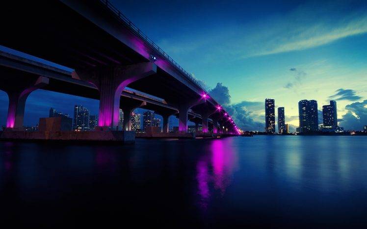 city, Urban, Bridge, Miami, River HD Wallpaper Desktop Background