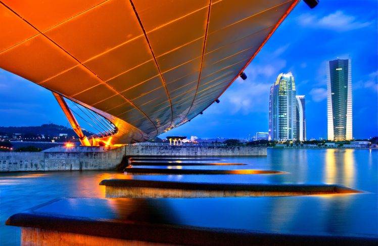 city, Urban, Skyscraper, Malaysia, Bridge, River HD Wallpaper Desktop Background