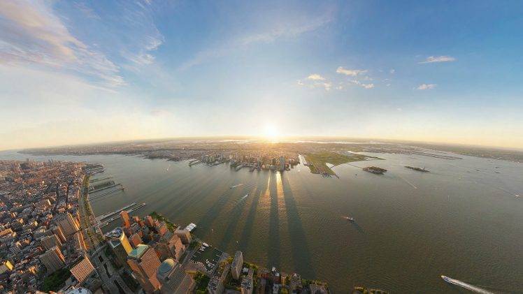 city, Urban, Cityscape, New York City, River, Sunlight, Coast HD Wallpaper Desktop Background