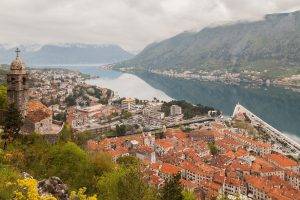 Kotor (town), Montenegro, City, Cityscape, Building, Old Building, River, Mountain, Reflection, Europe, Architecture, Church, Clouds, Hill