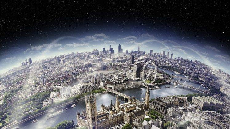 London, River Thames, London Eye, Cityscape, Westminster, Panoramas, Clouds, Bridge HD Wallpaper Desktop Background