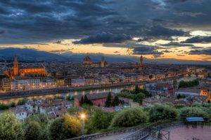 city, Cityscape, River, Bridge, Florence, Italy, Sunset, Architecture