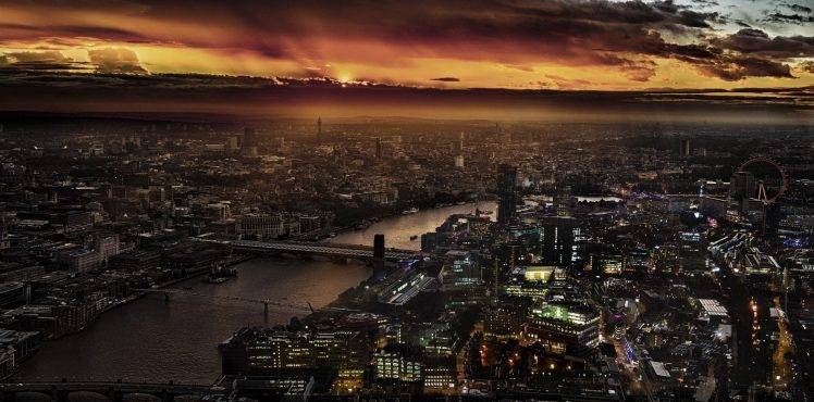 sunset, Cityscape, London, Sky, River HD Wallpaper Desktop Background