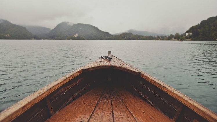 boat, Water, Wet, Mountain, Clouds, Lake HD Wallpaper Desktop Background