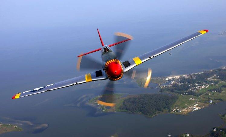 nature, Aerial View, Airplane, Men, Pilot, Face, Helmet, Wings, North American P 51 Mustang, Flying, Propeller, Motion Blur, Sea, Trees, Forest, House, Aviator HD Wallpaper Desktop Background