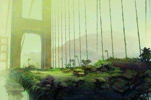 artwork, Apocalyptic, Nature, Golden Gate Bridge, Forest, Green