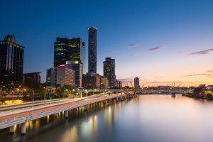 Australia, Brisbane, City, Cityscape, Skyscraper, River, Reflection, Sunset