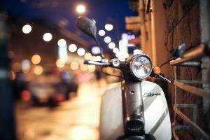 Honda, Motorcycle, City Lights, Night