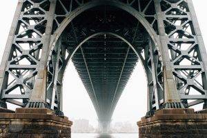 architecture, Bridge, New York City, Brooklyn, River, Hudson River, Bricks, Metal, Arch, Mist, Building, Cityscape