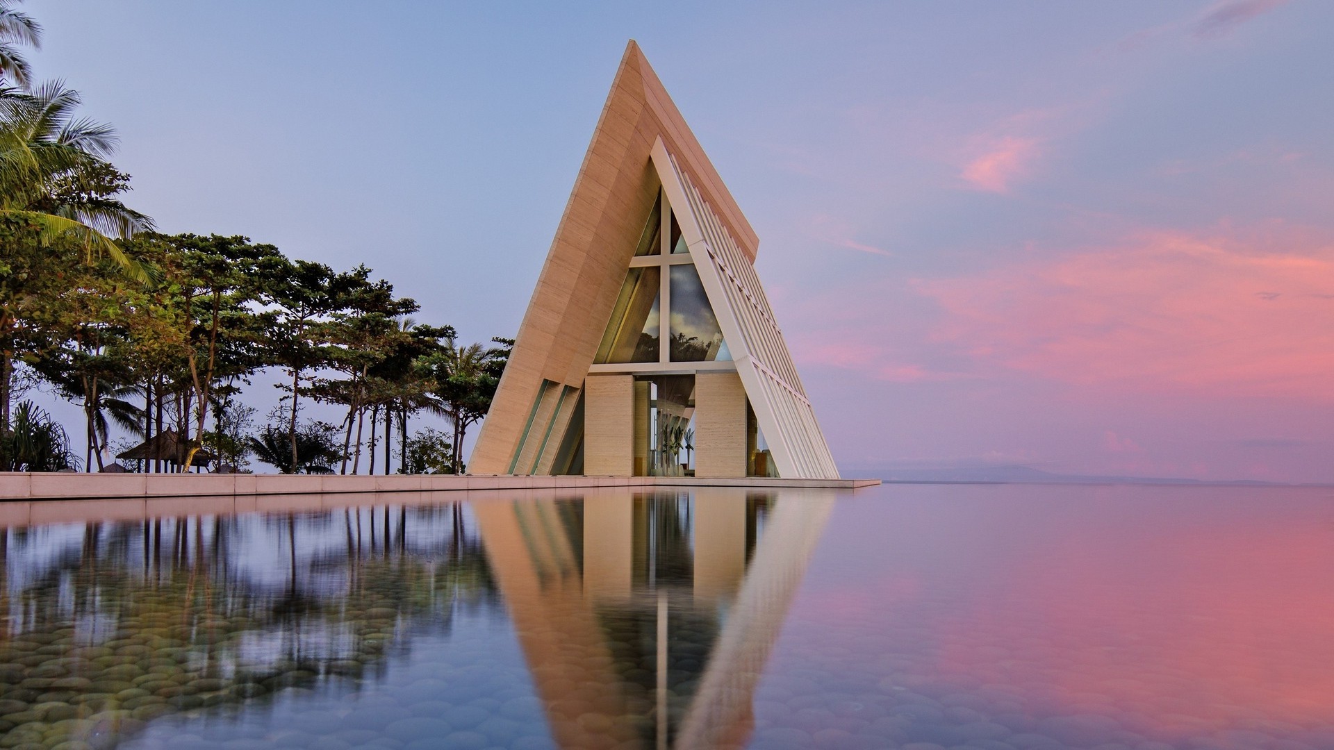 nature, Sunset, Sea, Water, Building, Architecture, Modern, Beach, Triangle, House Wallpaper