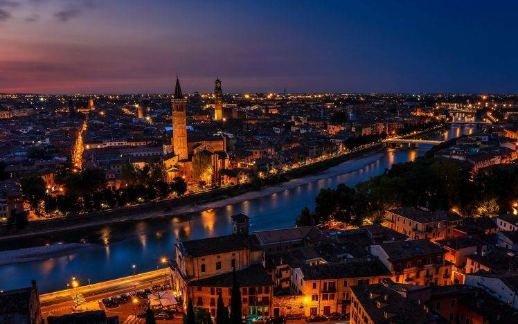 city, Verona, River, Italy HD Wallpaper Desktop Background