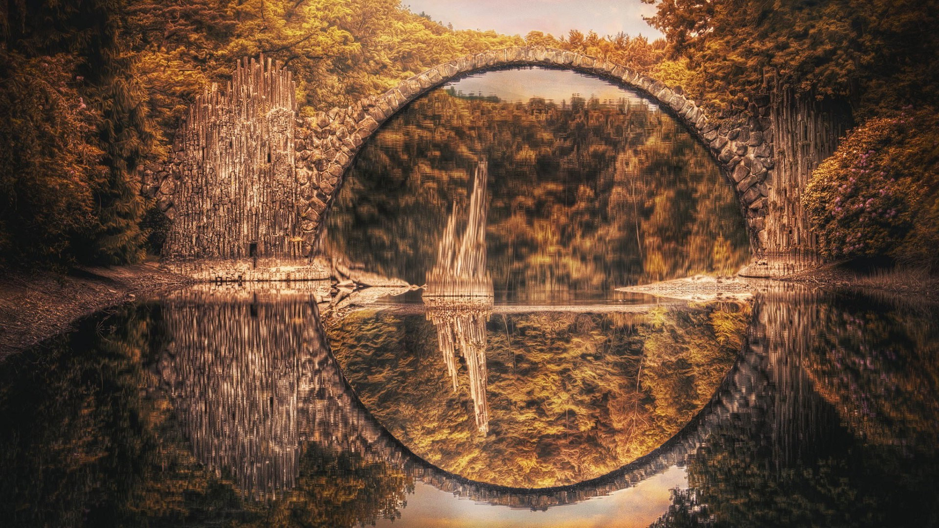 nature, Bridge, Lake Wallpaper