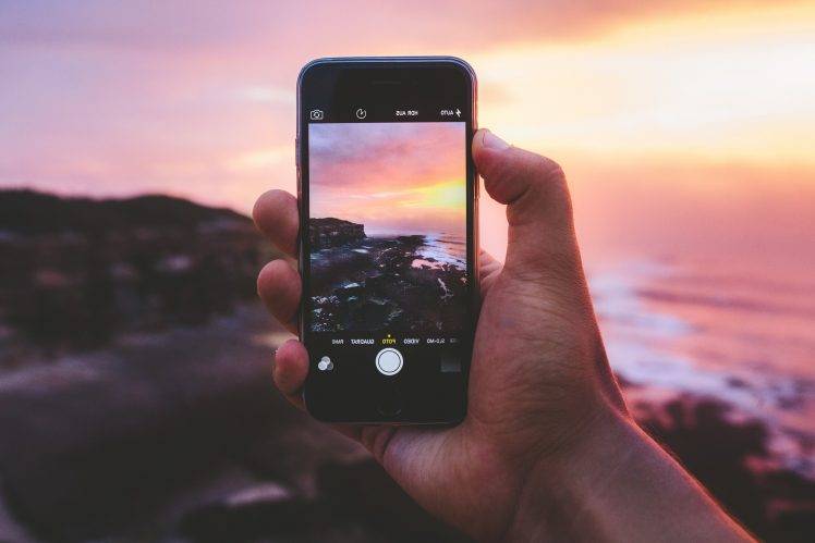 smartphone, Landscape, Nature, Sea, Rock, Sunset HD Wallpaper Desktop Background