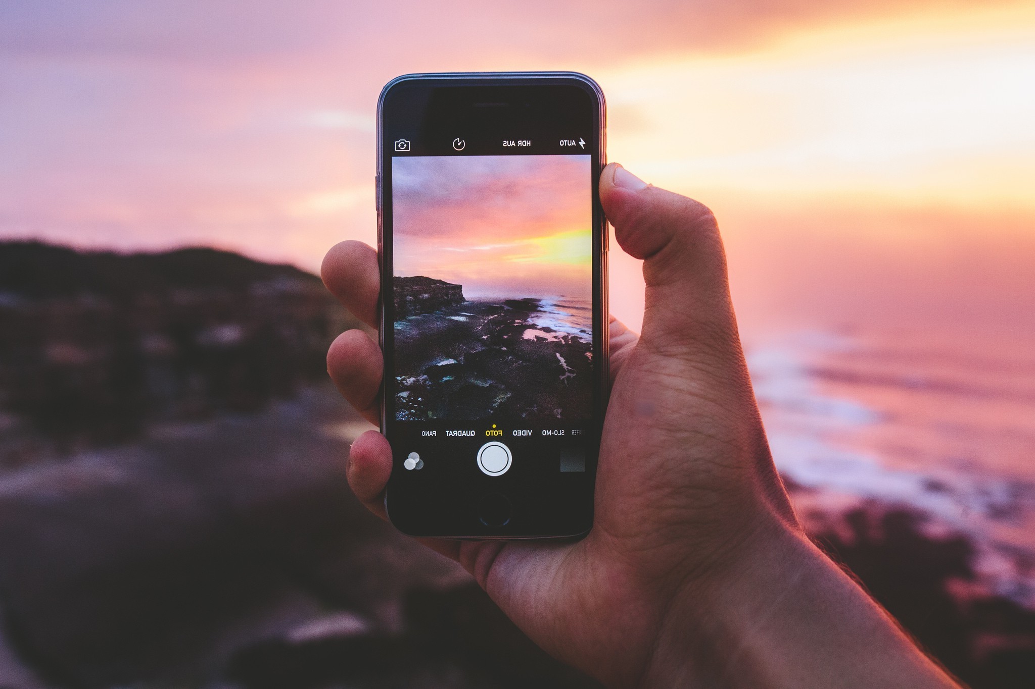 smartphone, Landscape, Nature, Sea, Rock, Sunset Wallpaper