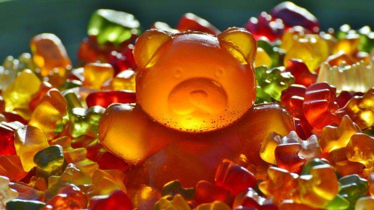 animals, Bears, Gummy Bears, Sweets, Candies, Colorful, Food, Closeup, Depth Of Field, Simple Background, Glowing HD Wallpaper Desktop Background