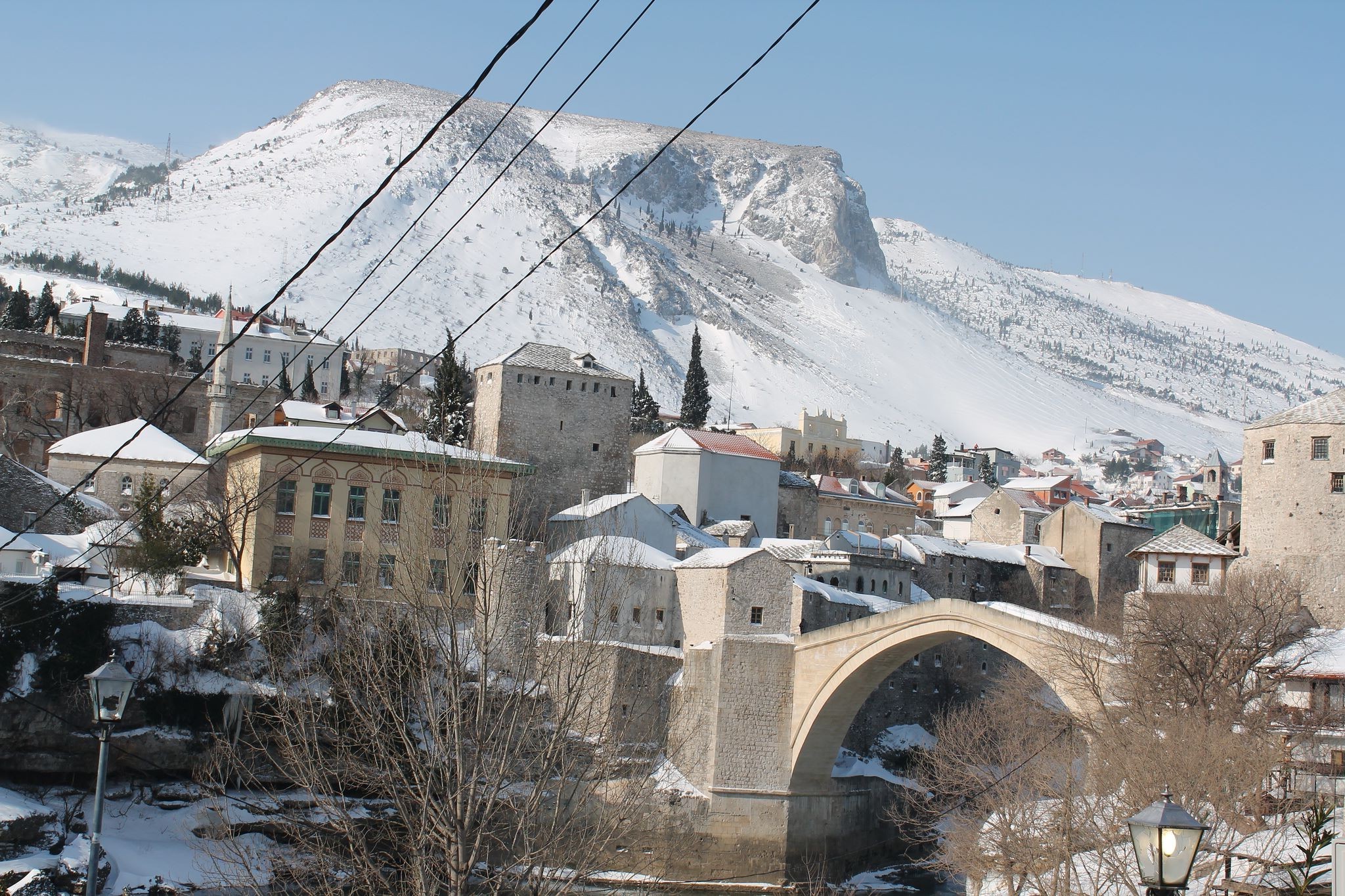 Mostar, Old Bridge, Winter, Snow, Ottoman Empire, Ottoman, Mosque, Bosnia And Herzegovina, River, Neretva Wallpaper