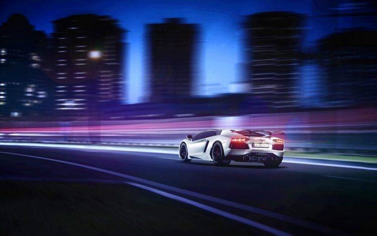 car, Lamborghini, Motion Blur, White Cars, Lamborghini Aventador HD Wallpaper Desktop Background