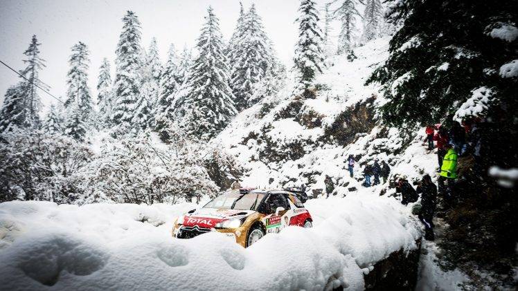 Rally, Citroën, Wrc, Citroen DS3, Vehicle, Car, Winter, Snow HD Wallpaper Desktop Background