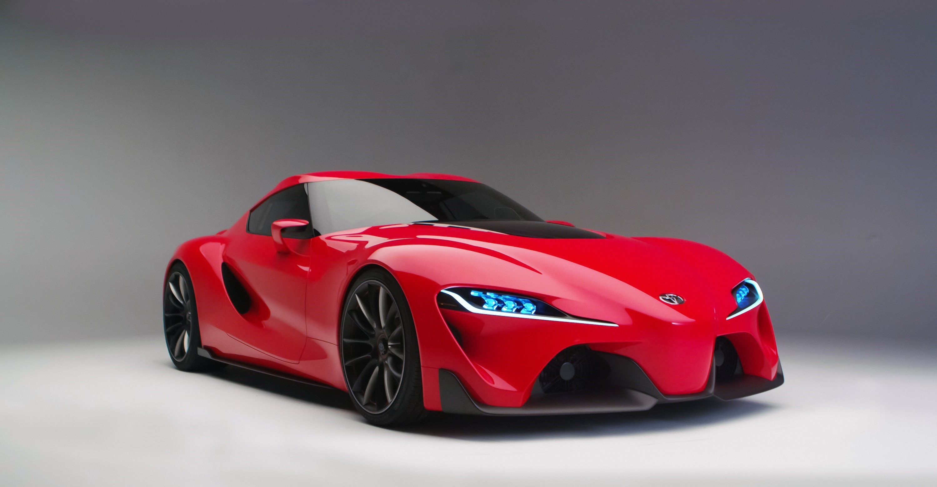 car, Red Cars, Vehicle, Toyota FT 1, Gray Background