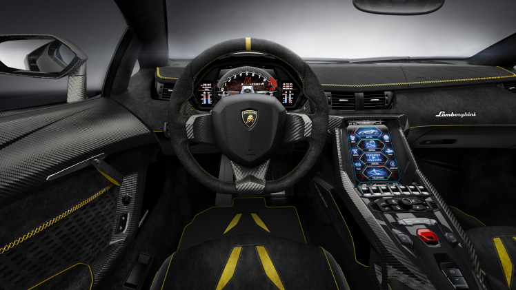 luxury, Lamborghini Centenario LP770 4, Car, Vehicle, Super Car, Car Interior, Dashboards, Steering Wheel HD Wallpaper Desktop Background