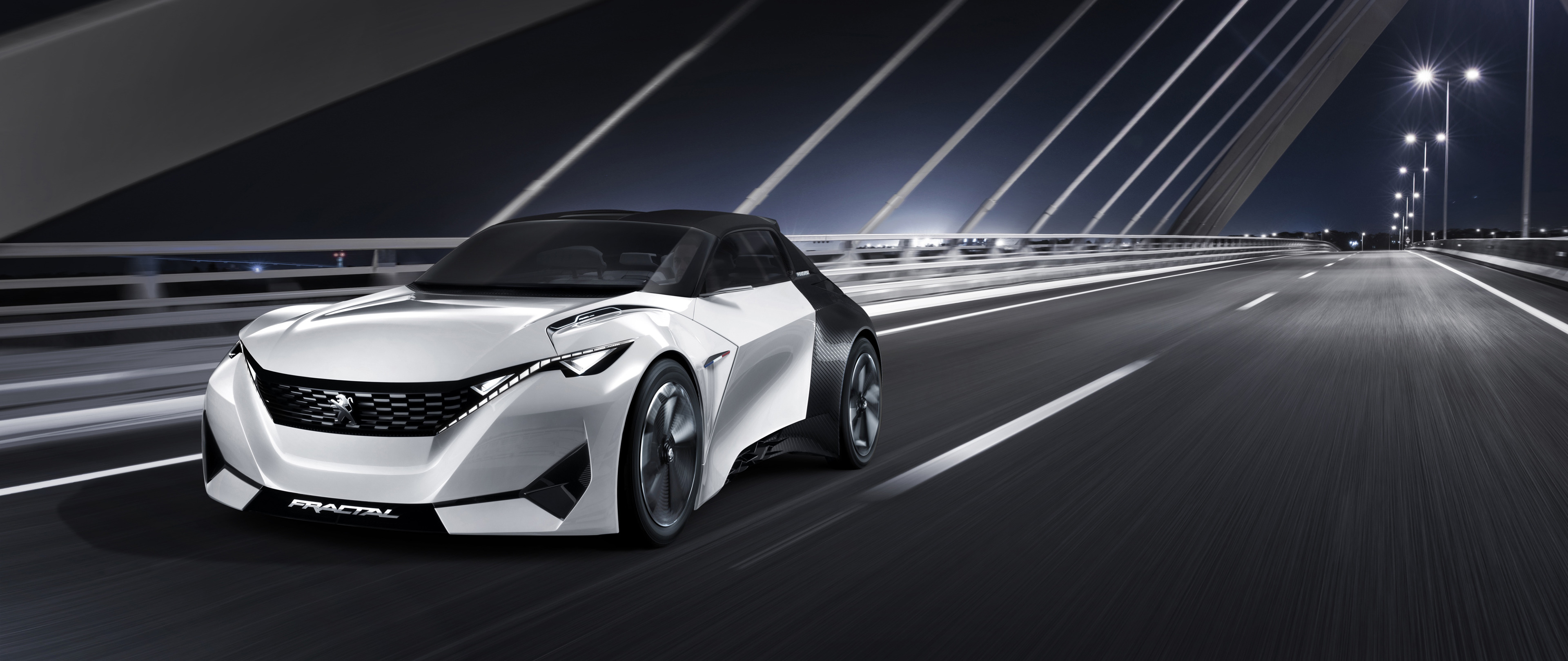 Peugeot Fractal, Concept Cars, Car, Vehicle, Electric Car, Bridge, Road, Motion Blur, Night, Lights Wallpaper