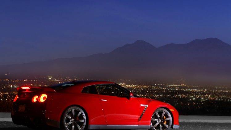 car, Nissan, Nissan GTR, Road, City, Mountains HD Wallpaper Desktop Background