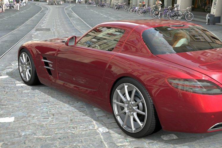 car, Gran Turismo 5, Vehicle, Street, Mercedes Benz SLS AMG, Video Games HD Wallpaper Desktop Background