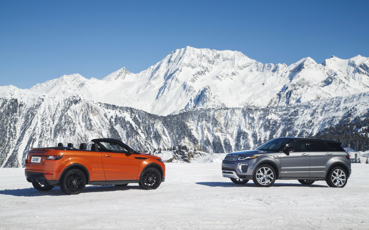 Range Rover Evoque, Convertible, Car, Vehicle, Snow, Mountains HD Wallpaper Desktop Background