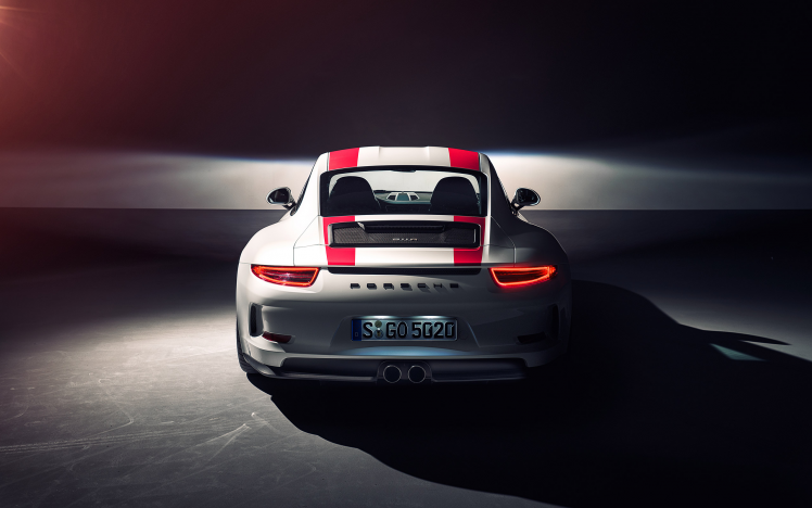 Porsche 911R, Car, Vehicle, Spotlights, Simple Background HD Wallpaper Desktop Background