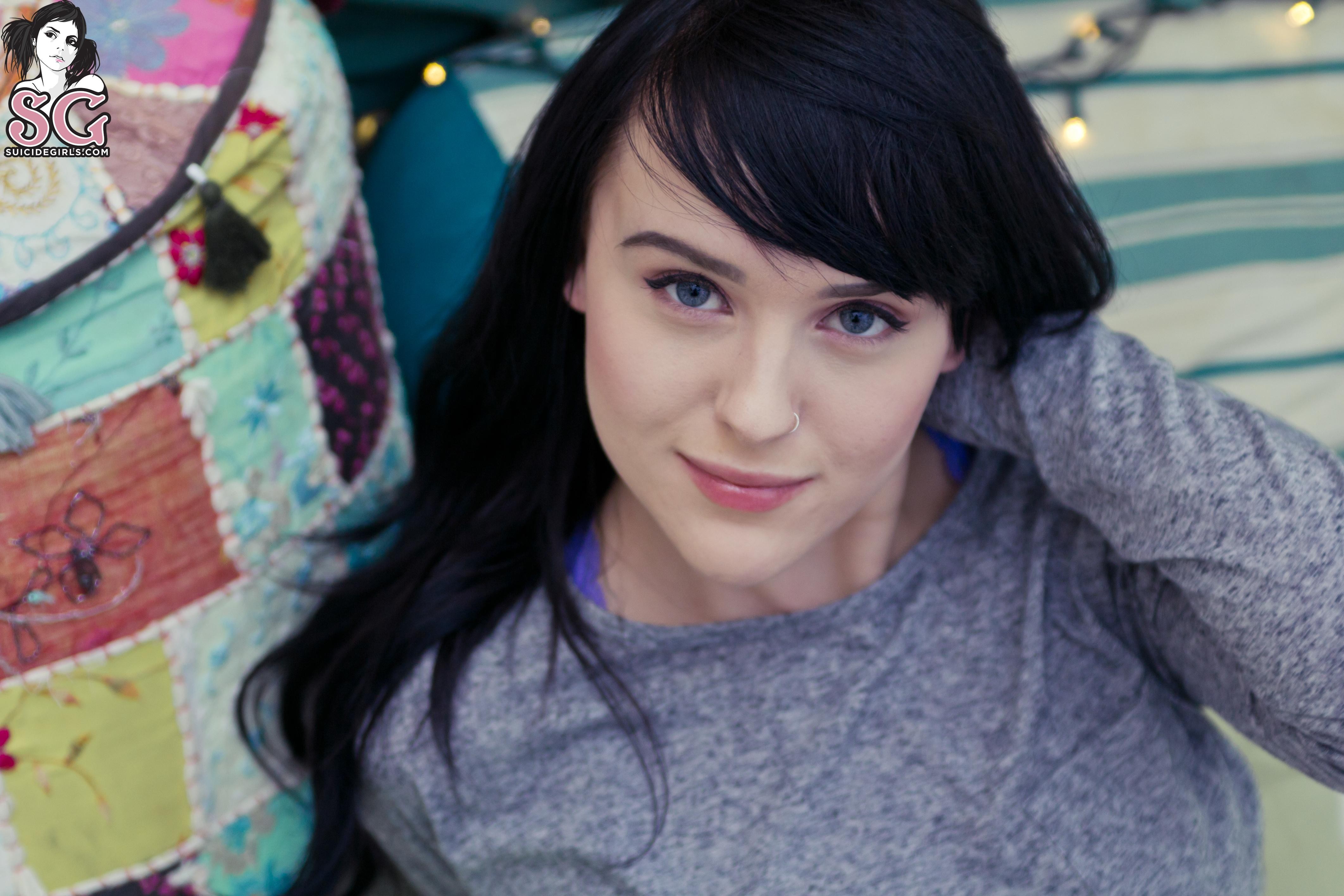 Suicide Girls, Nose Rings, Smiling, Blue Eyes Wallpaper