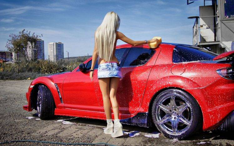 blonde, Car Washes, Red HD Wallpaper Desktop Background