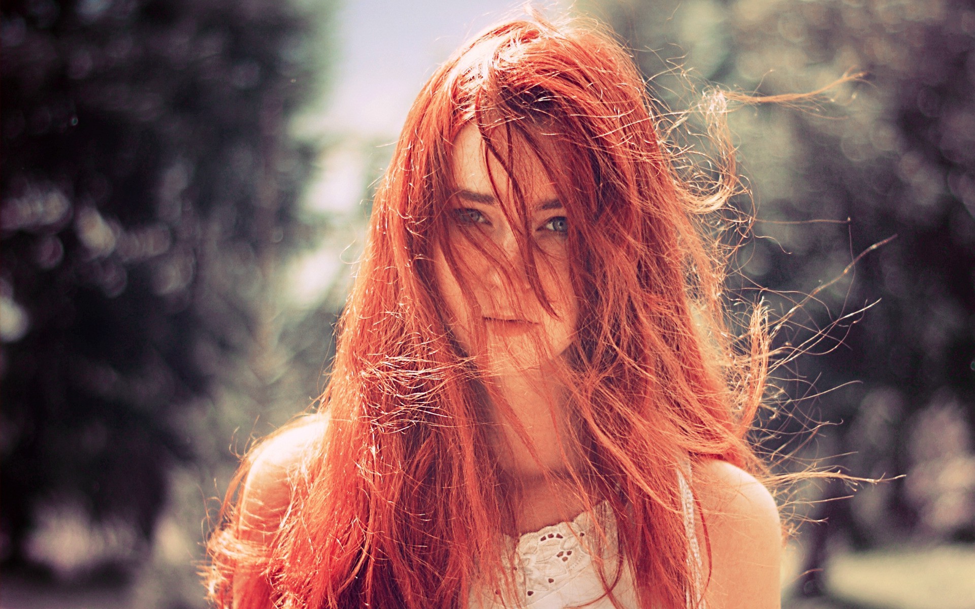 women, Redhead, Hair In Face, Face Wallpaper