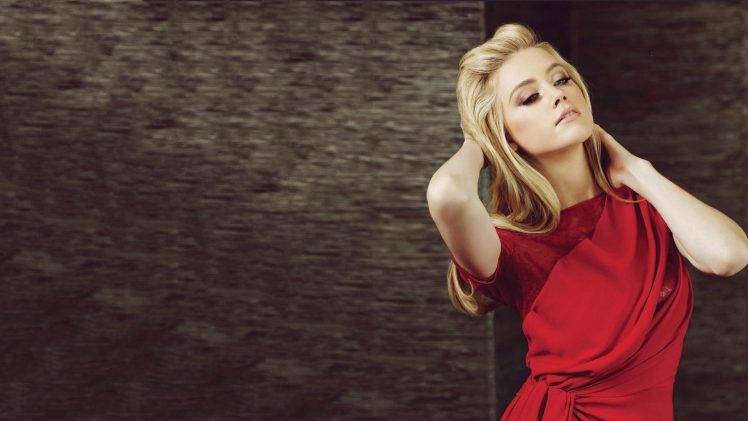 Amber Heard, Blonde, Red Dress, Lace HD Wallpaper Desktop Background