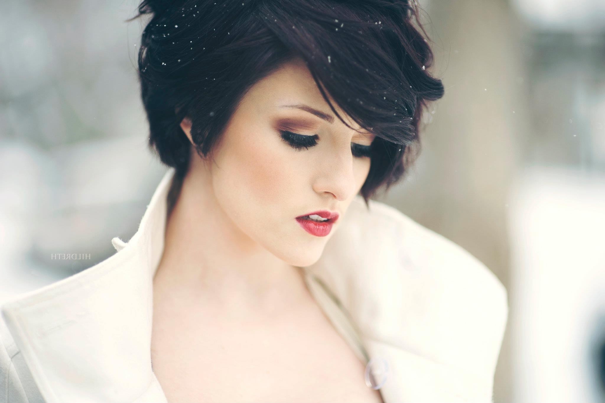 women, Black Hair, Brunette, Face, Women Outdoors, Snow Wallpaper