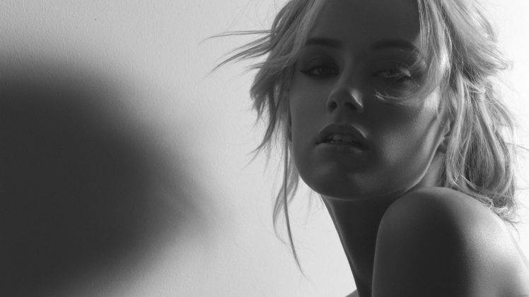 Amber Heard, Women, Monochrome HD Wallpaper Desktop Background