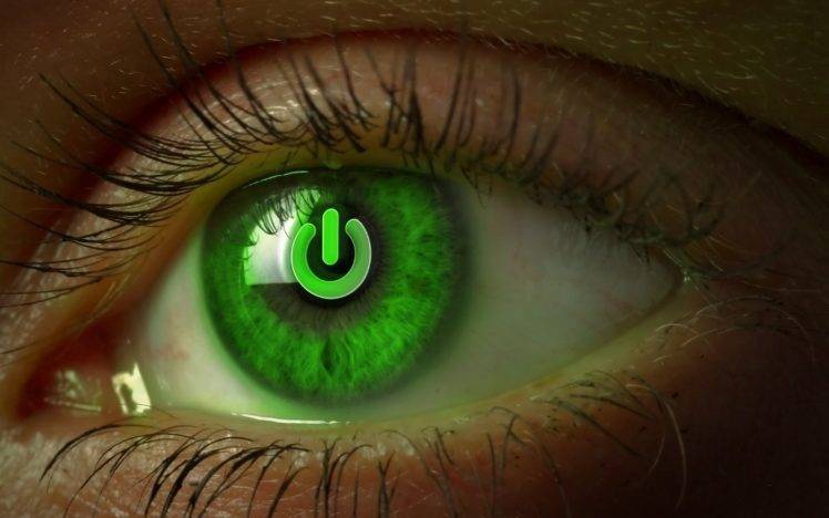 eyes, Power Buttons, Green Eyes HD Wallpaper Desktop Background