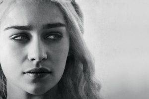 Game Of Thrones, Emilia Clarke, Daenerys Targaryen, Monochrome, Face