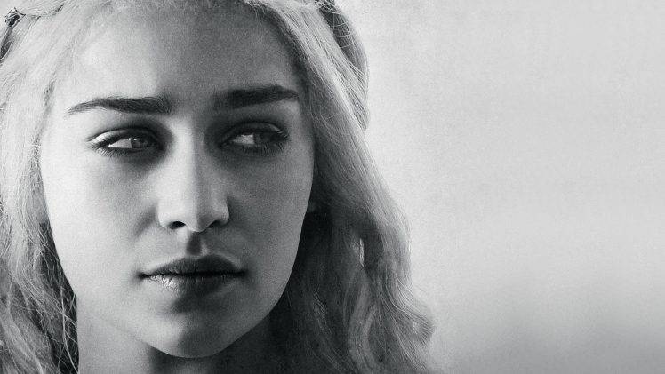 Game Of Thrones, Emilia Clarke, Daenerys Targaryen, Monochrome, Face HD Wallpaper Desktop Background