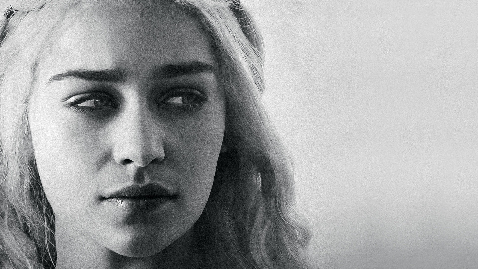 Game Of Thrones, Emilia Clarke, Daenerys Targaryen, Monochrome, Face Wallpaper