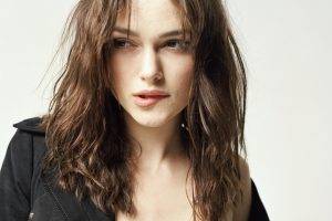 brown Eyes, Black Clothing, Curly Hair, Keira Knightley, Biting Lip, Women, Brunette, Actress